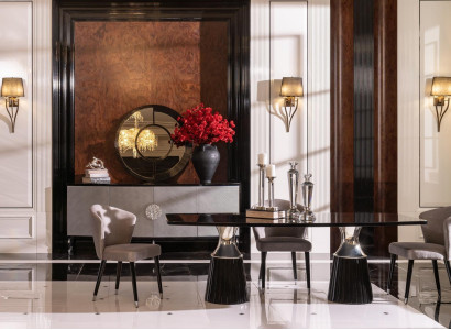 Luxus Essgruppe Essecke Esstisch Stühle Schwarz 9tlg Esszimmer Holz